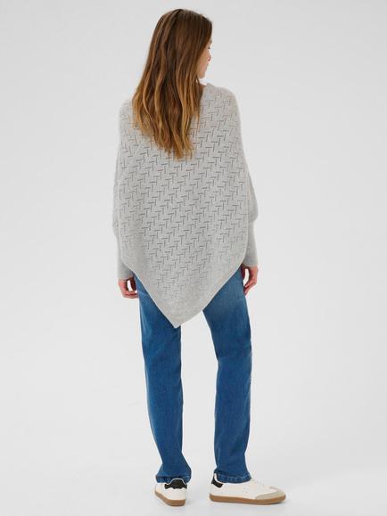 KAFFE Oline Knitted Poncho, Mid Grey - view 2, Mid Grey