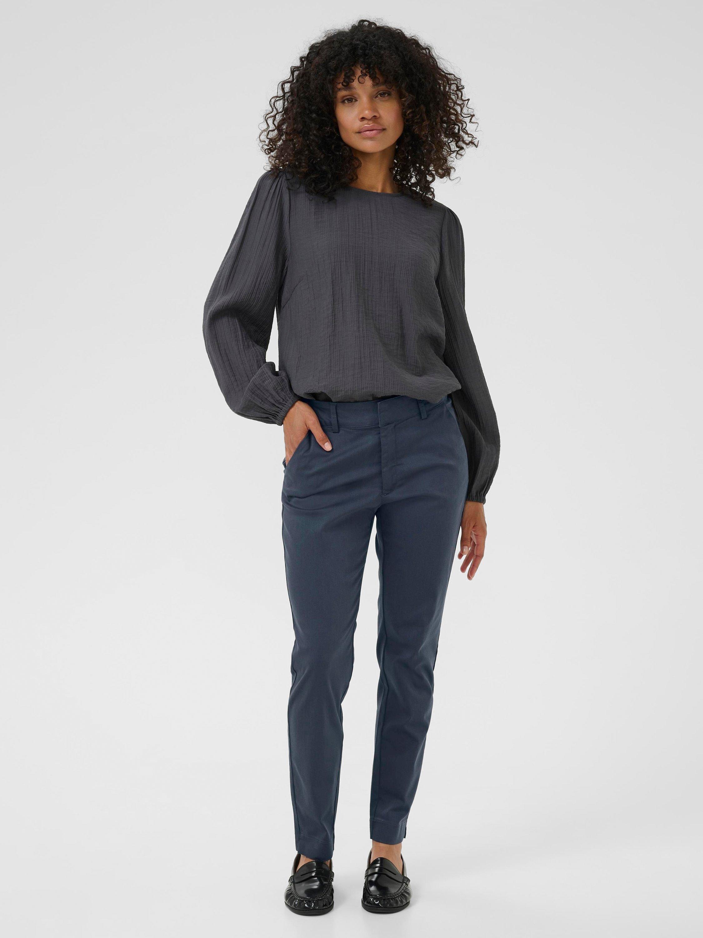 Product image 3 of 6, which shows KAFFE Lea Straight Chinos, Black Oyster, 8