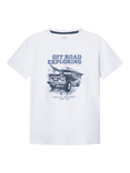 Hackett London Kids' Cotton Short Sleeved Car Print T-Shirt, Optic White