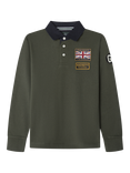 Hackett London Kids' Cotton Long Sleeved Rugby Shirt, Hunter Green