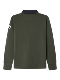 Hackett London Kids' Cotton Long Sleeved Rugby Shirt, Hunter Green