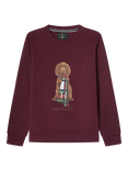 Hackett London Kids' Cotton Blend Crew Neck Sweatshirt, Burgundy Red