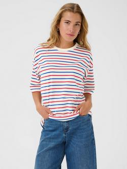 KAFFE KAwinny Stripe Cotton T-Shirt, Blue/Multi