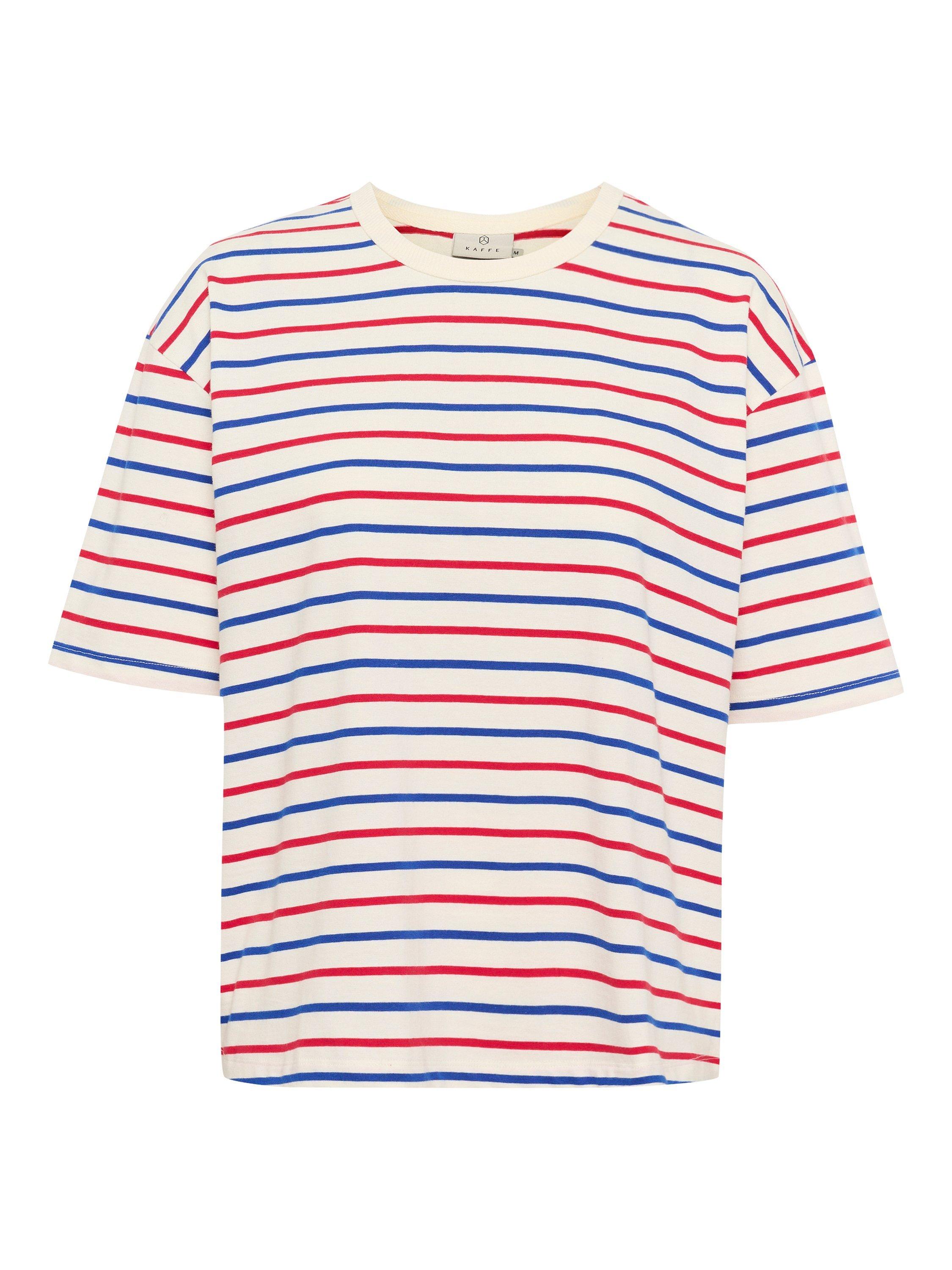 Product image 5 of 6, which shows KAFFE KAwinny Stripe Cotton T-Shirt, Blue/Multi, XS