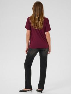 KAFFE KAfrida V Neck Short Sleeve T-Shirt - view 2, Mid Red