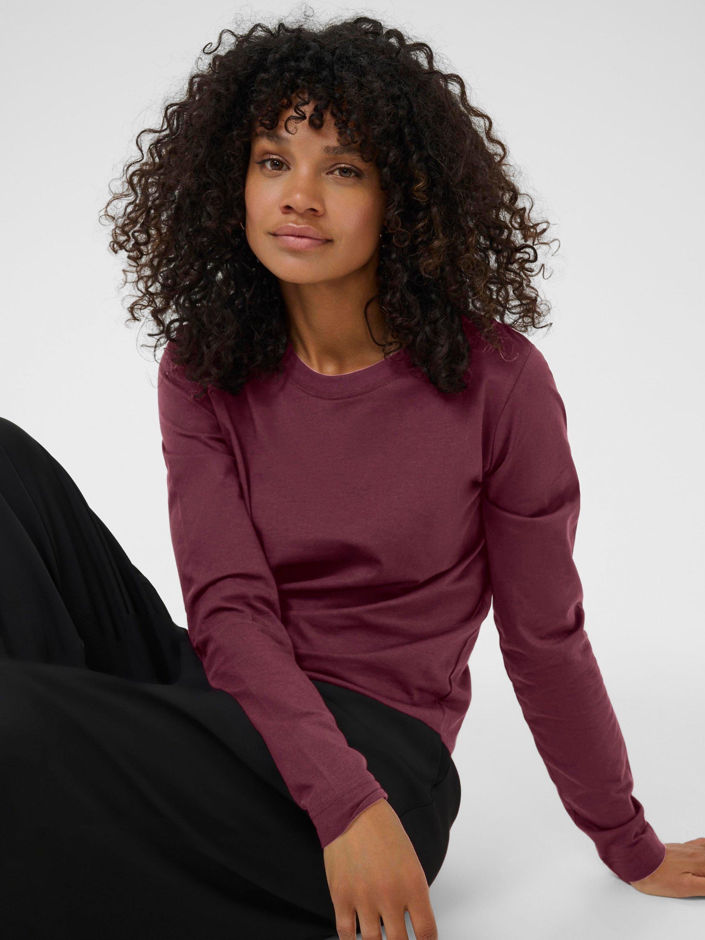 Product image 4 of 6, which shows KAFFE Marin Long Sleeve Top, Mid Red, XS