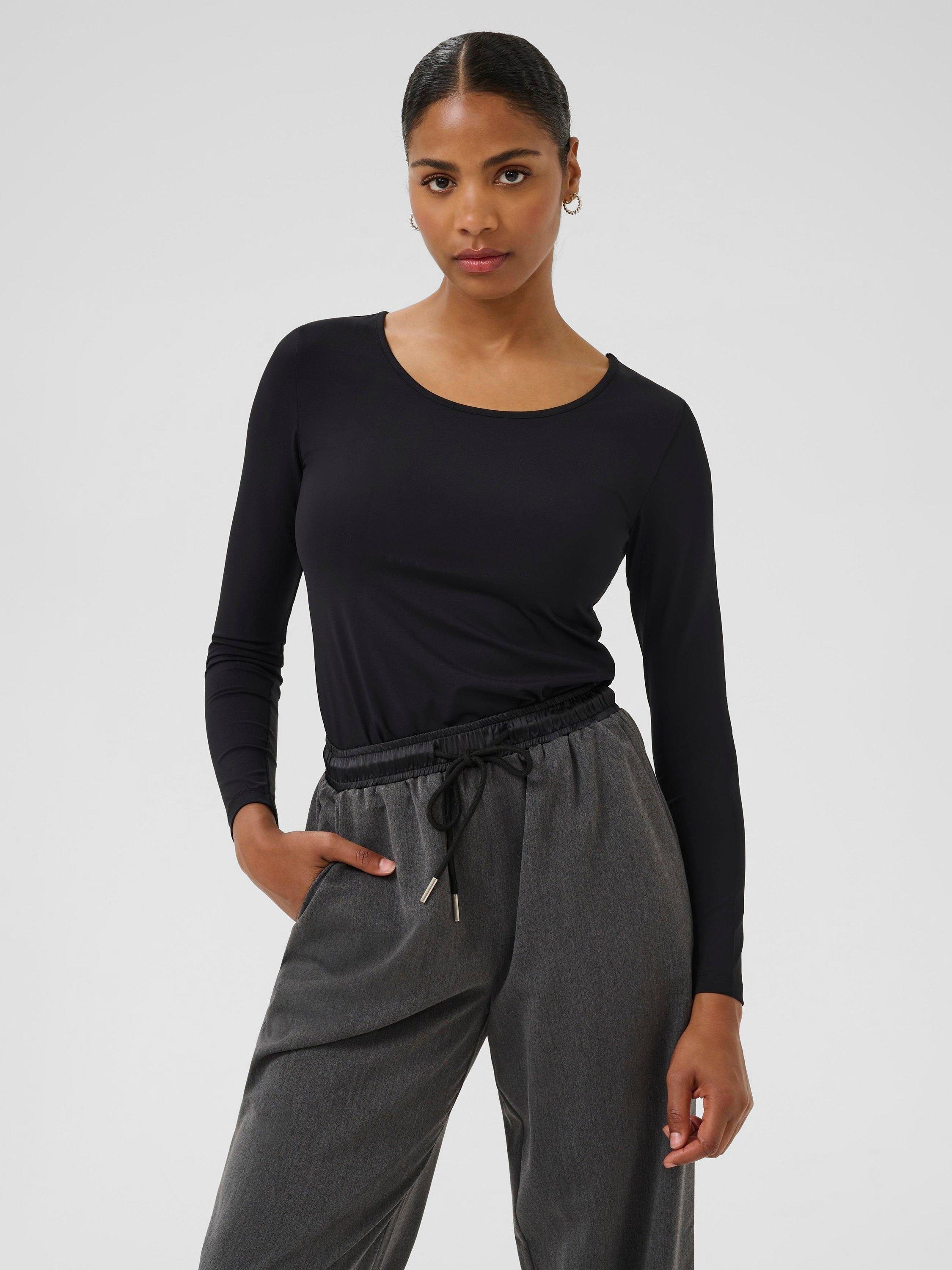 Product image 1 of 6, which shows KAFFE KAarina Long Sleeve T-Shirt, Black, XS