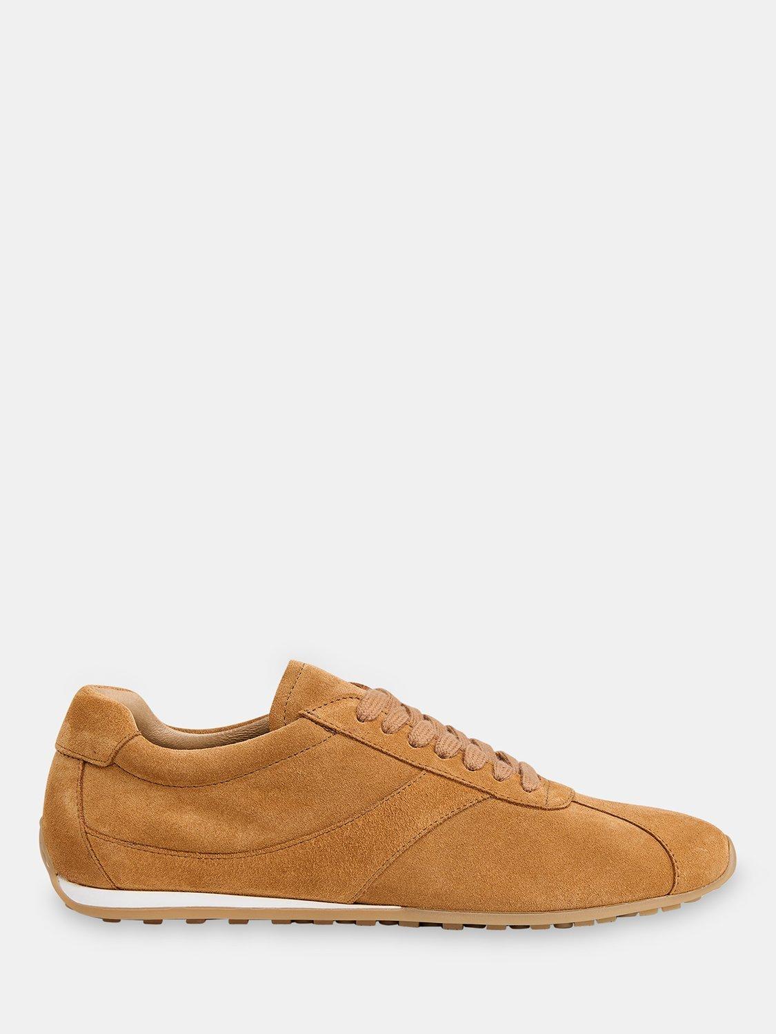 Product image 1 of 4, which shows Whistles Lace Up Suede Trainers, Tan, 3