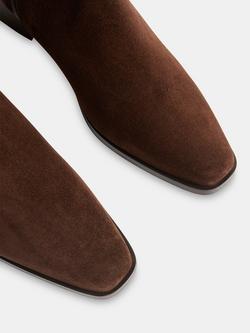 Whistles Suede Clean Western Ankle Boots, Chocolate - view 2, Chocolate
