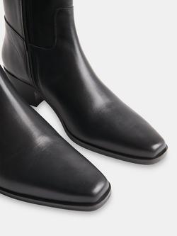 Whistles Leather Clean Western Ankle Boots, Black - view 2, Black