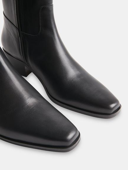 Whistles Leather Clean Western Ankle Boots, Black - view 2, Black