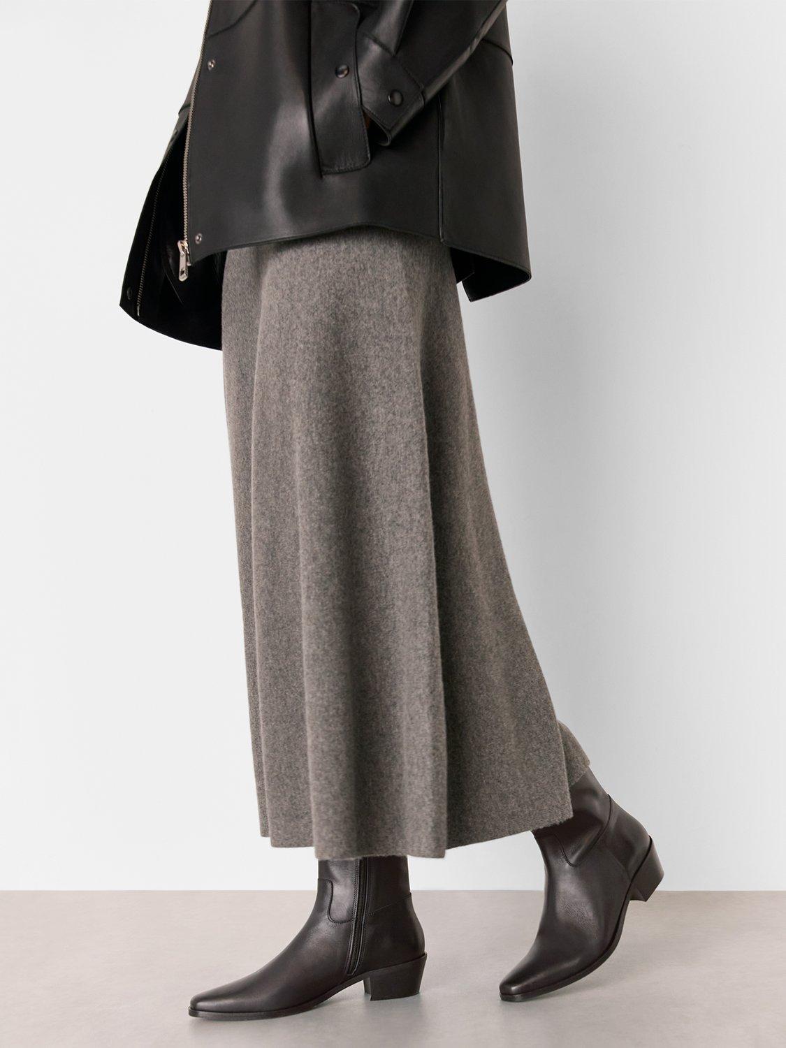 Product image 4 of 5, which shows Whistles Leather Clean Western Ankle Boots, Black, 3