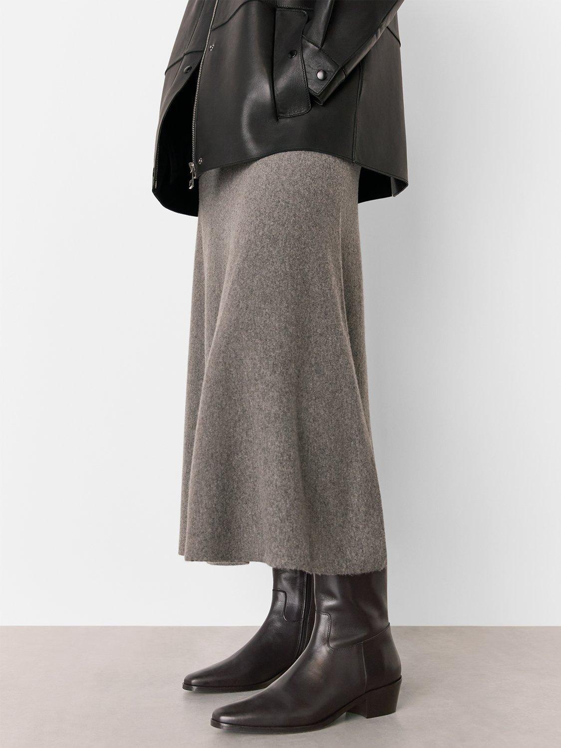 Product image 5 of 5, which shows Whistles Leather Clean Western Ankle Boots, Black, 3