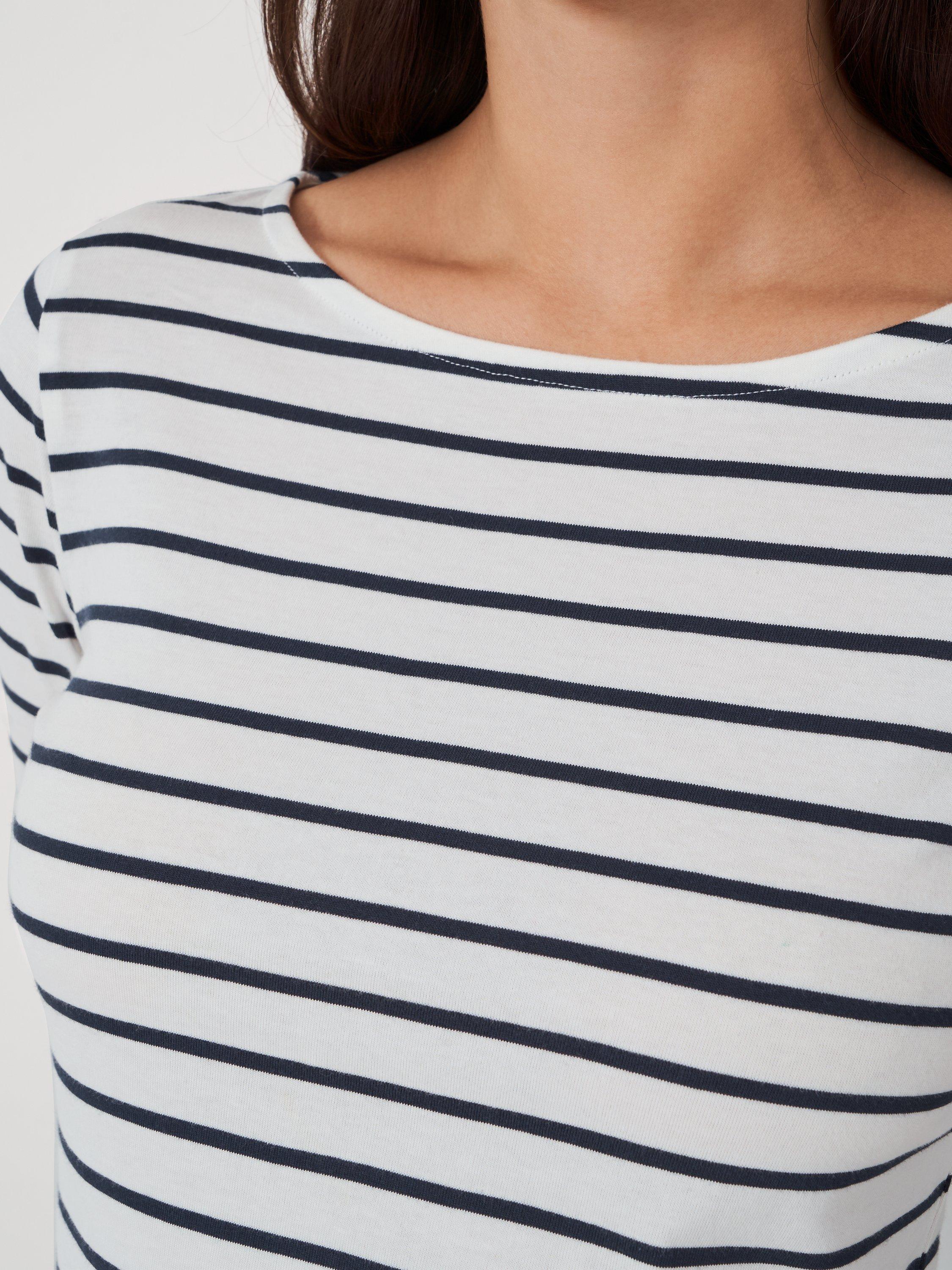 Product image 4 of 5, which shows Crew Clothing Essential Striped Cotton Jersey Top, White, 12