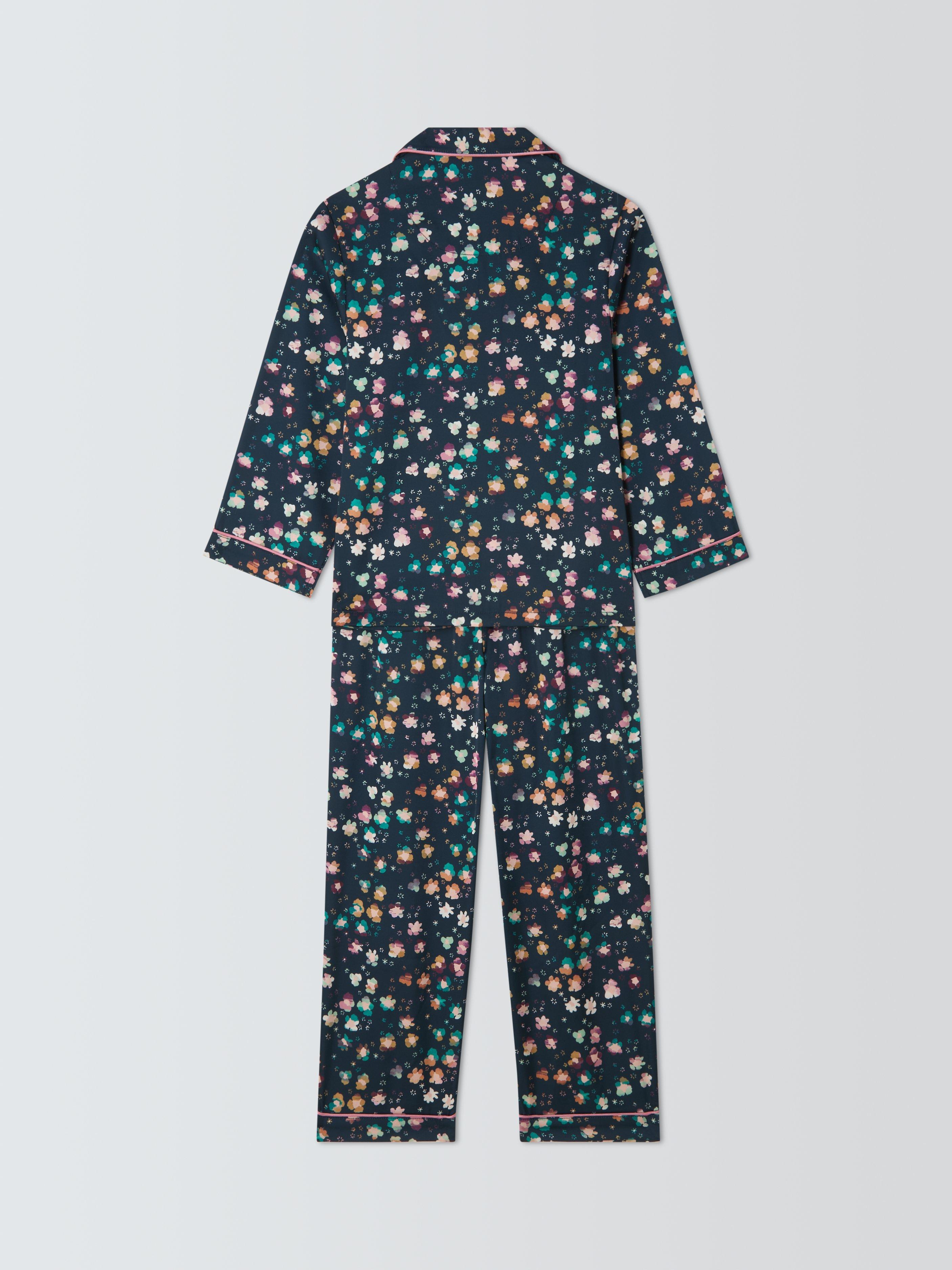 Product image 2 of 3, which shows John Lewis Kids' Leopard Floral Satin Pyjamas, Multi, 3 years