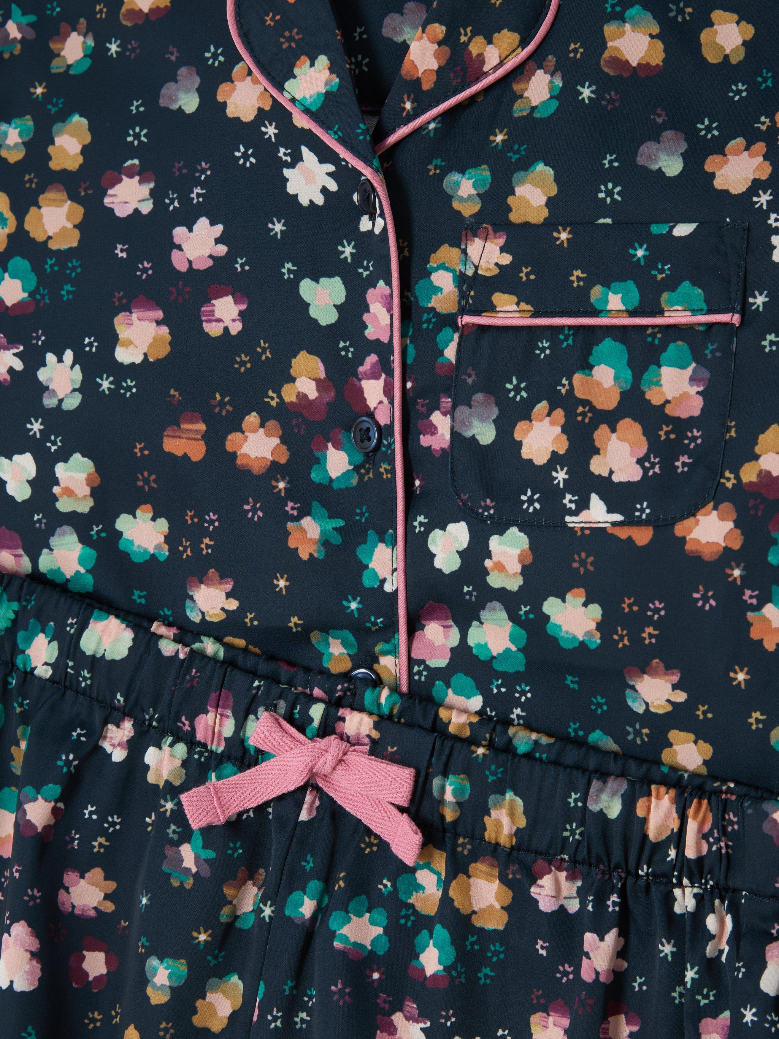 Product image 3 of 3, which shows John Lewis Kids' Leopard Floral Satin Pyjamas, Multi, 3 years