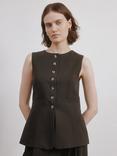 Albaray Tailored Longline Waistcoat, Chocolate