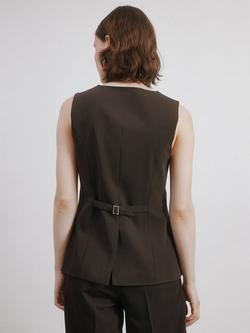 Albaray Tailored Longline Waistcoat, Chocolate - view 2, Chocolate