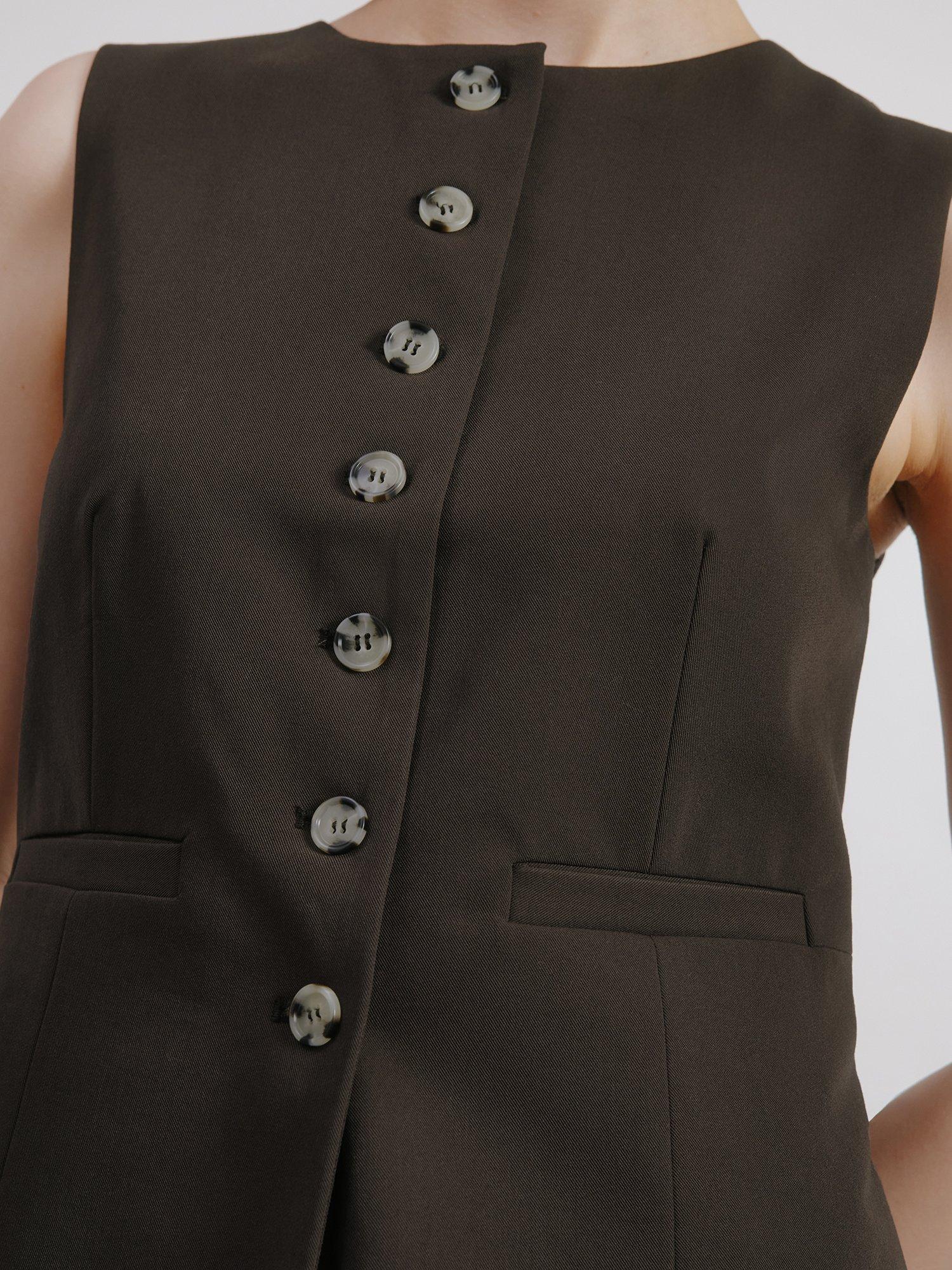 Product image 4 of 7, which shows Albaray Tailored Longline Waistcoat, Chocolate, 8