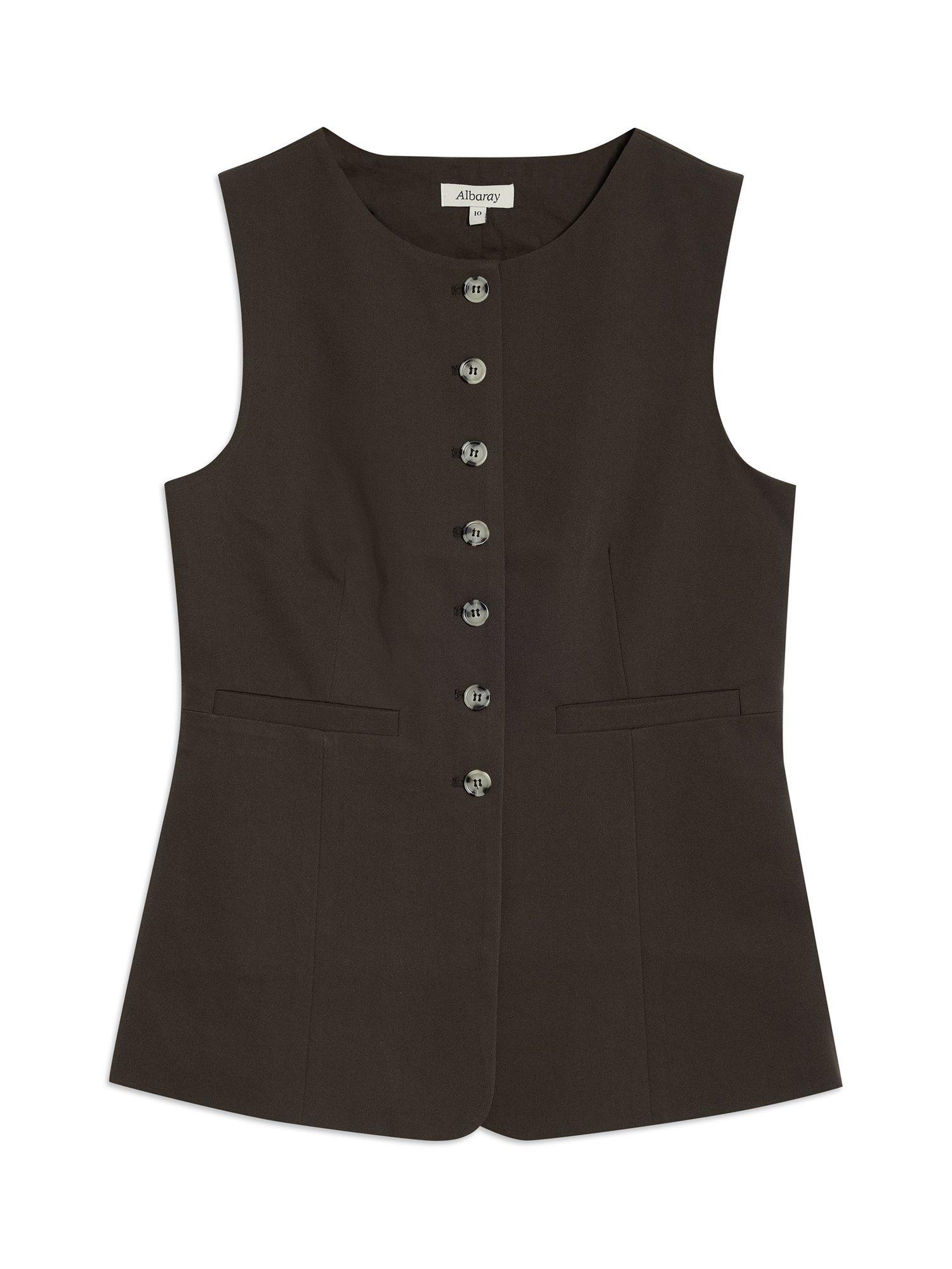 Product image 5 of 7, which shows Albaray Tailored Longline Waistcoat, Chocolate, 8