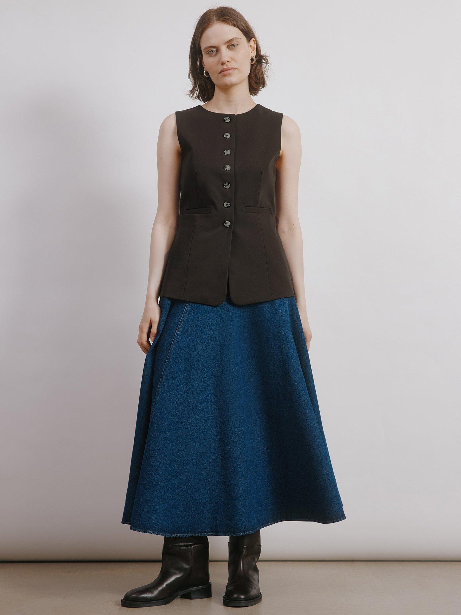 Product image 7 of 7, which shows Albaray Tailored Longline Waistcoat, Chocolate, 8