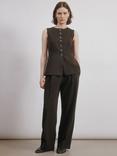 Albaray Straight Leg Tailored Trousers, Chocolate