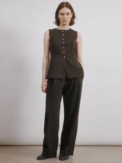 Albaray Straight Leg Tailored Trousers, Chocolate, Chocolate