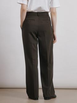 Albaray Straight Leg Tailored Trousers, Chocolate - view 2, Chocolate