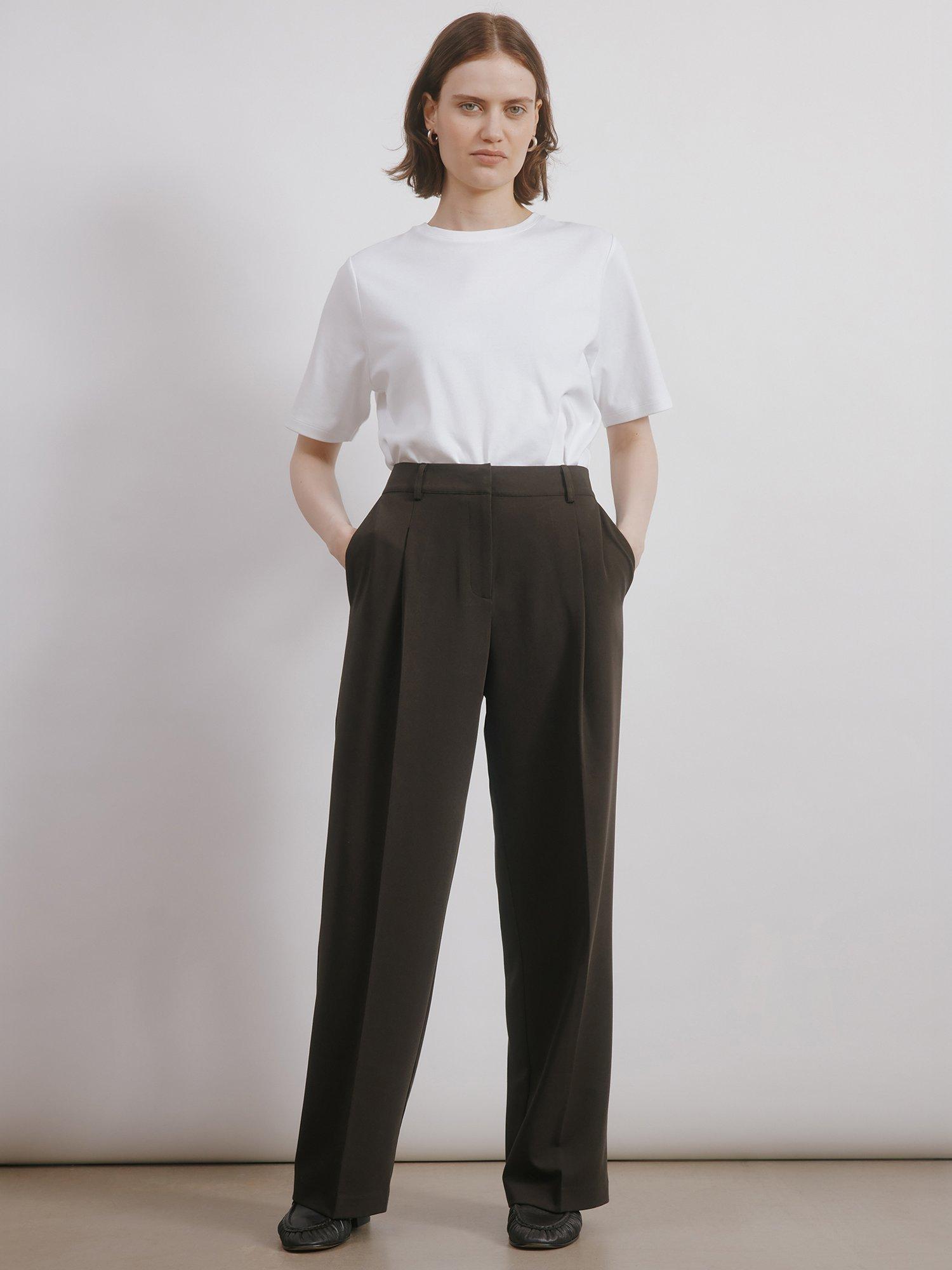 Product image 6 of 6, which shows Albaray Straight Leg Tailored Trousers, Chocolate, 18