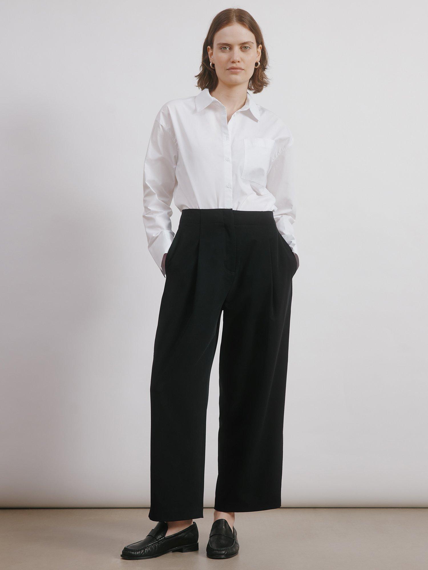 Product image 1 of 6, which shows Albaray Tailored Barrel Leg Trousers, Black, 8