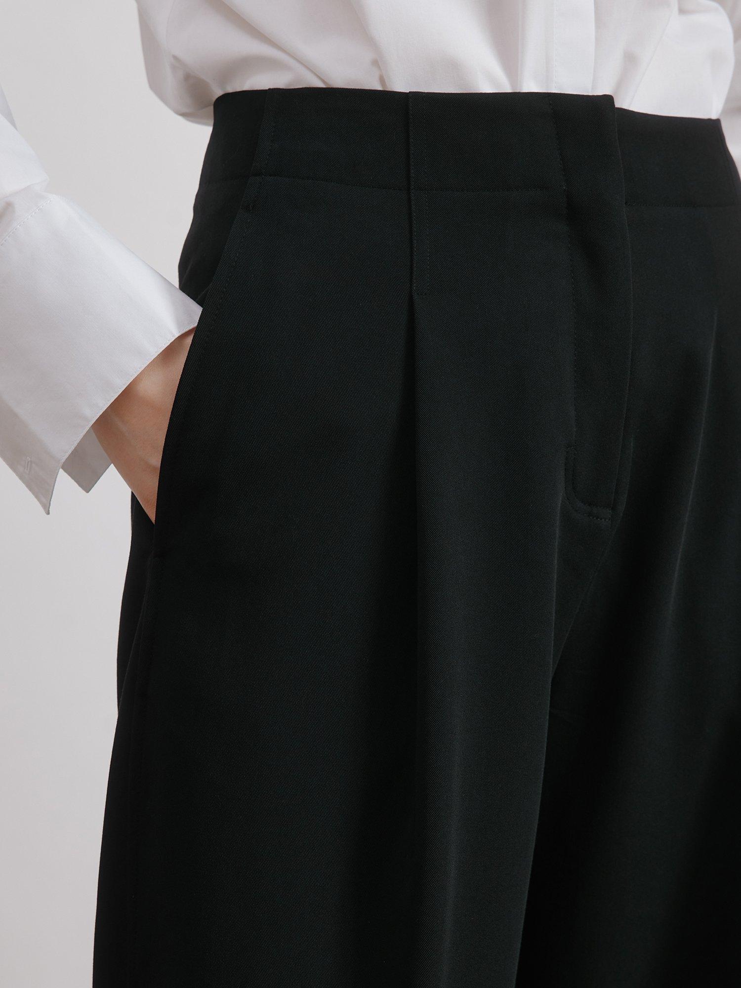 Product image 4 of 6, which shows Albaray Tailored Barrel Leg Trousers, Black, 8