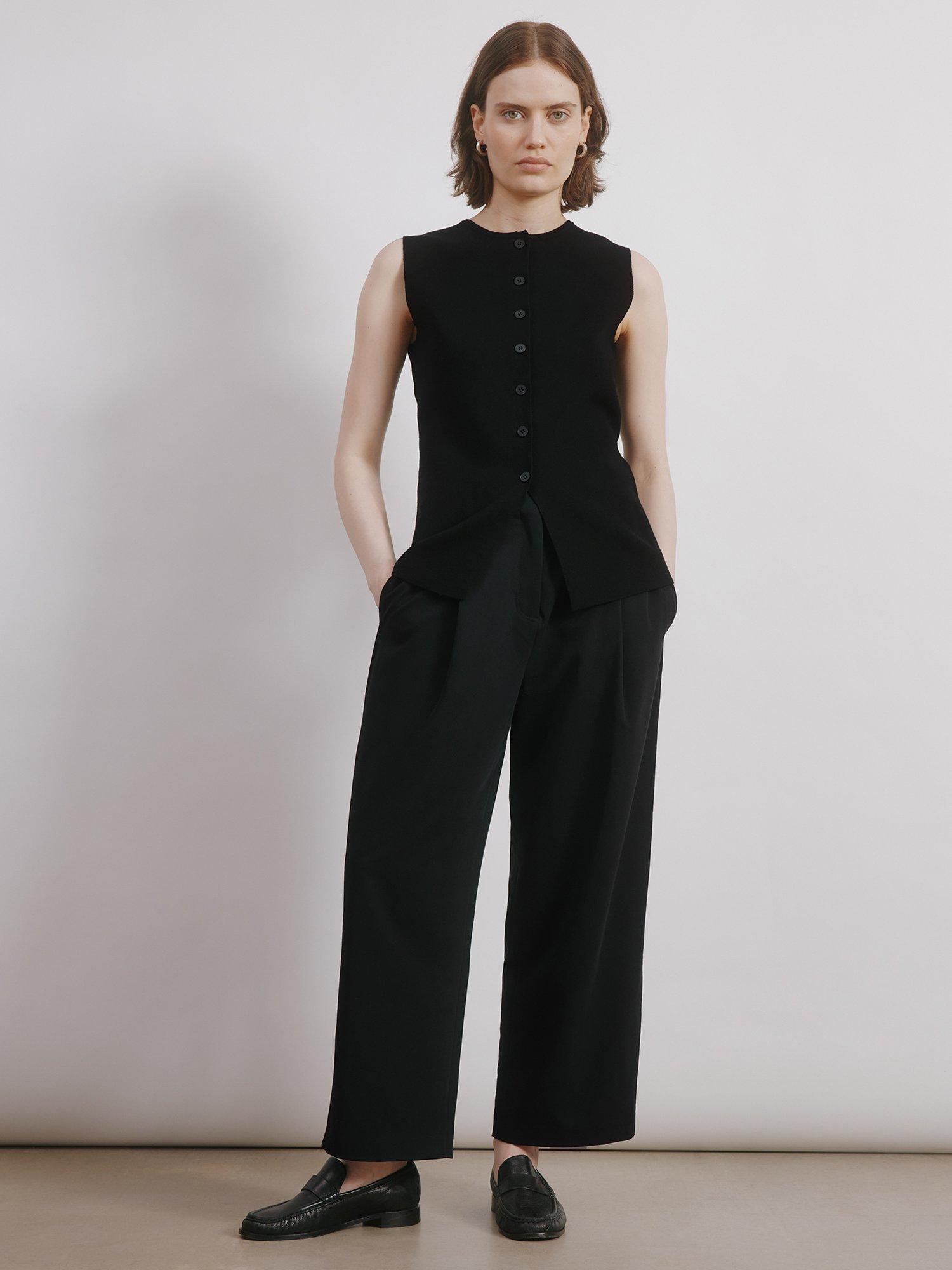 Product image 6 of 6, which shows Albaray Tailored Barrel Leg Trousers, Black, 8
