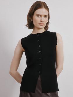 Albaray Ribbed Longline Waistcoat, Black, Black
