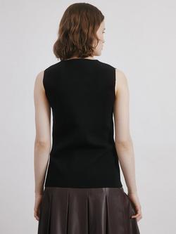 Albaray Ribbed Longline Waistcoat, Black - view 2, Black