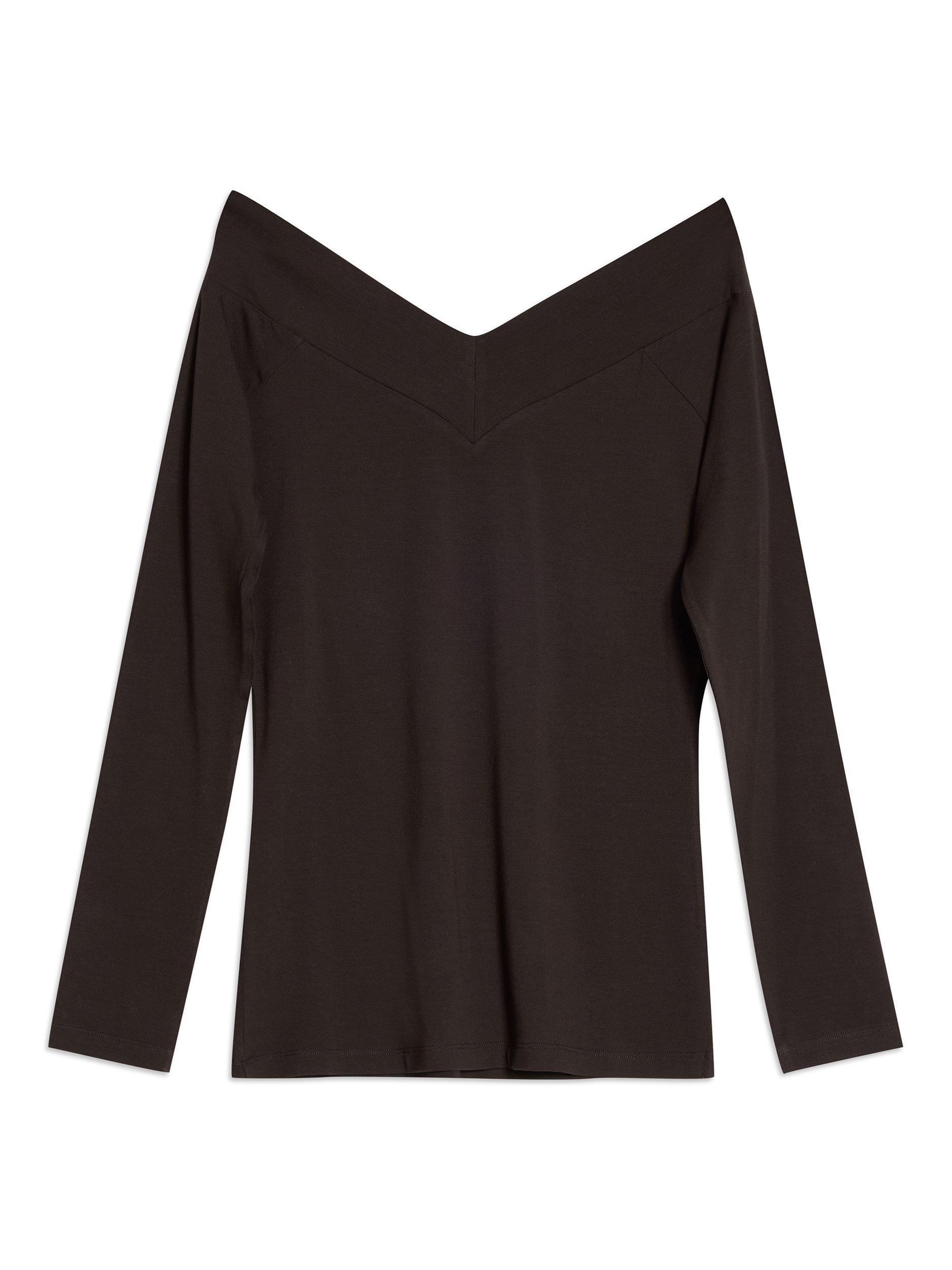 Product image 5 of 5, which shows Albaray V Bardot Top, Chocolate, 8