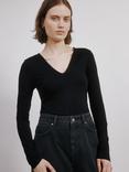 Albaray Deep V-Neck Jersey Top, Black
