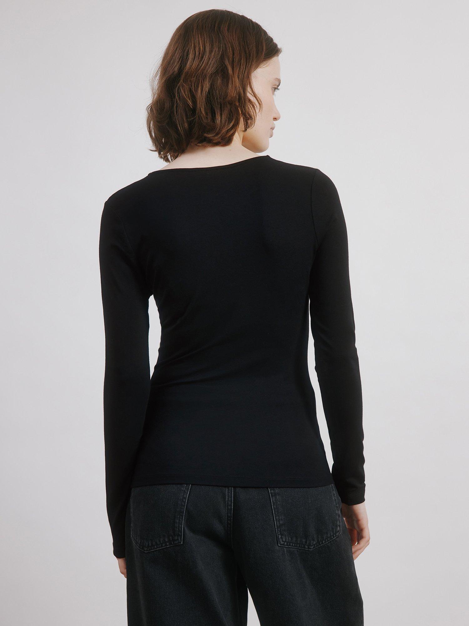 Product image 2 of 5, which shows Albaray Deep V-Neck Jersey Top, Black, 8