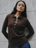 Albaray Fine Knit Polo Shirt, Chocolate