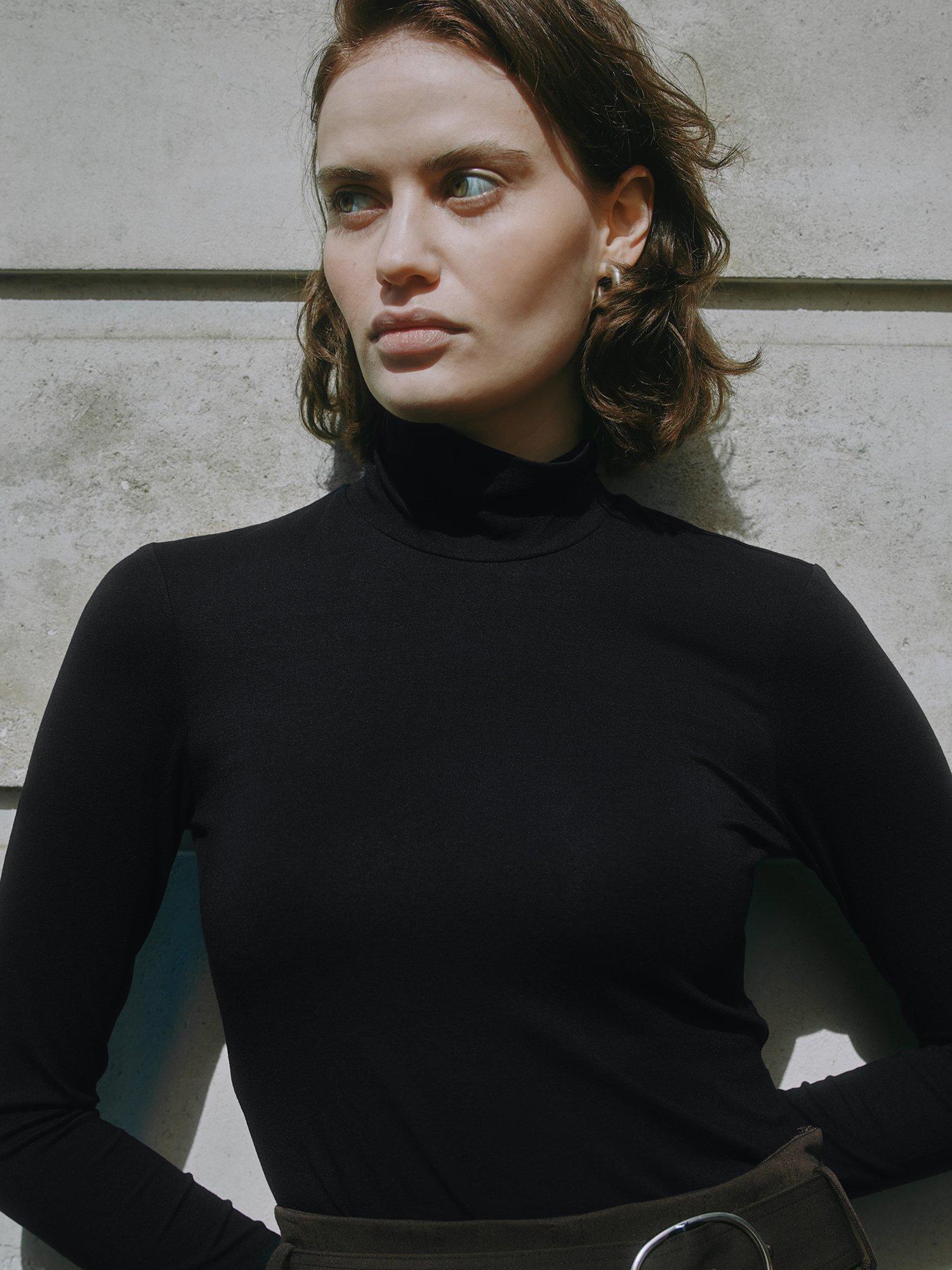 Product image 3 of 5, which shows Albaray Jersey Turtleneck Top, Black, 8