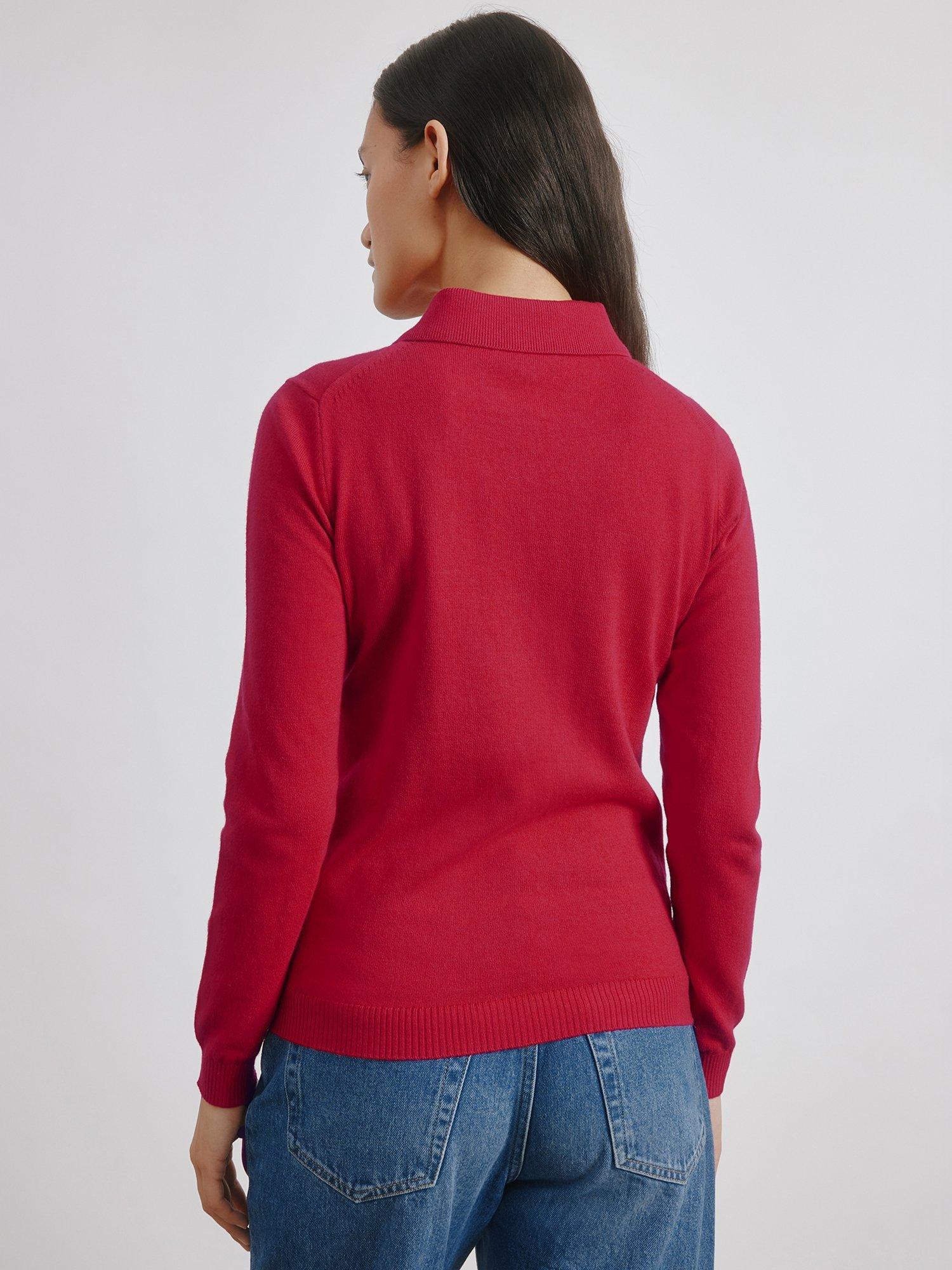 Product image 2 of 6, which shows Albaray Knit Long Sleeve Polo Top, Red, 8