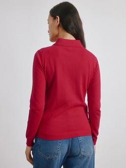 Albaray Knit Long Sleeve Polo Top, Red - view 2, Red