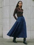 Albaray Basque Denim Midi Skirt, Blue