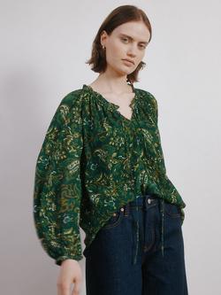 Albaray Paisley Blouson Sleeve Top, Green, Green