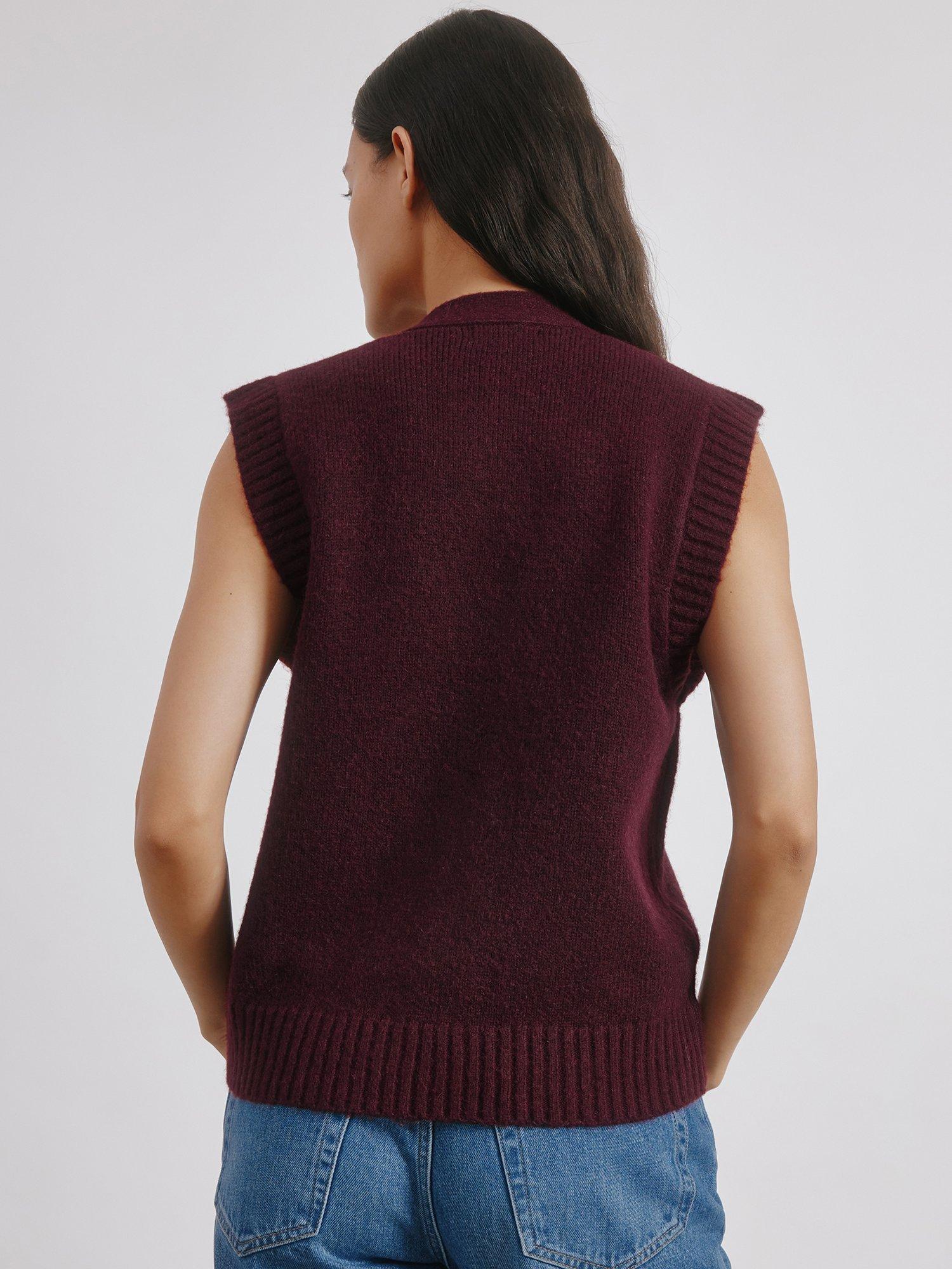 Product image 2 of 6, which shows Albaray Cosy Button Tank Top, Burgundy, 8