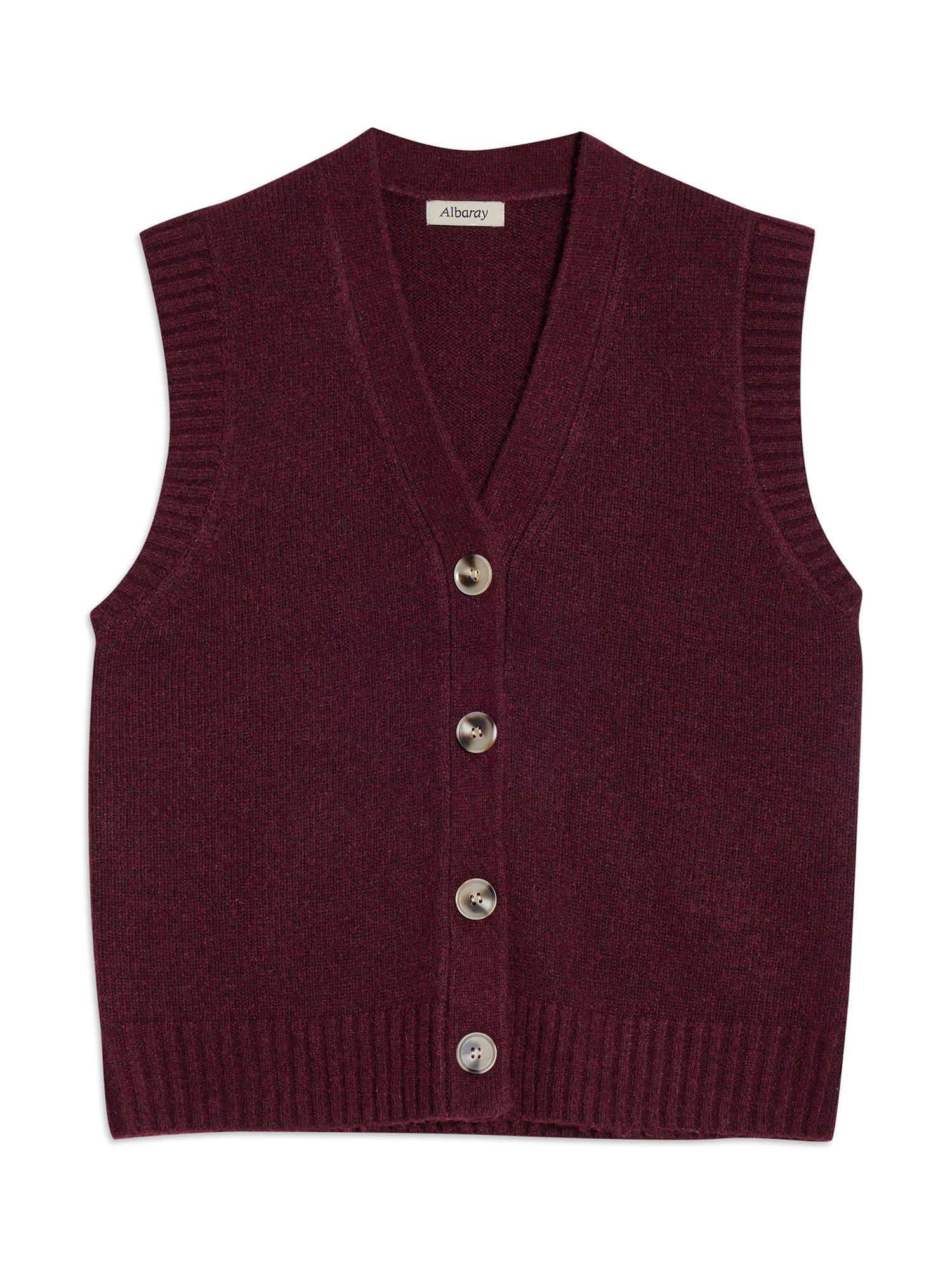 Product image 5 of 6, which shows Albaray Cosy Button Tank Top, Burgundy, 8