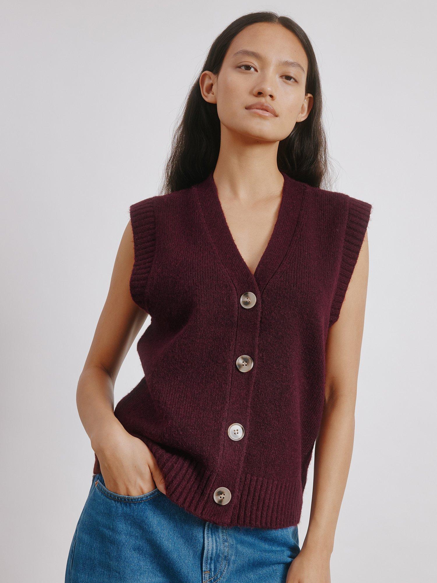 Product image 6 of 6, which shows Albaray Cosy Button Tank Top, Burgundy, 8