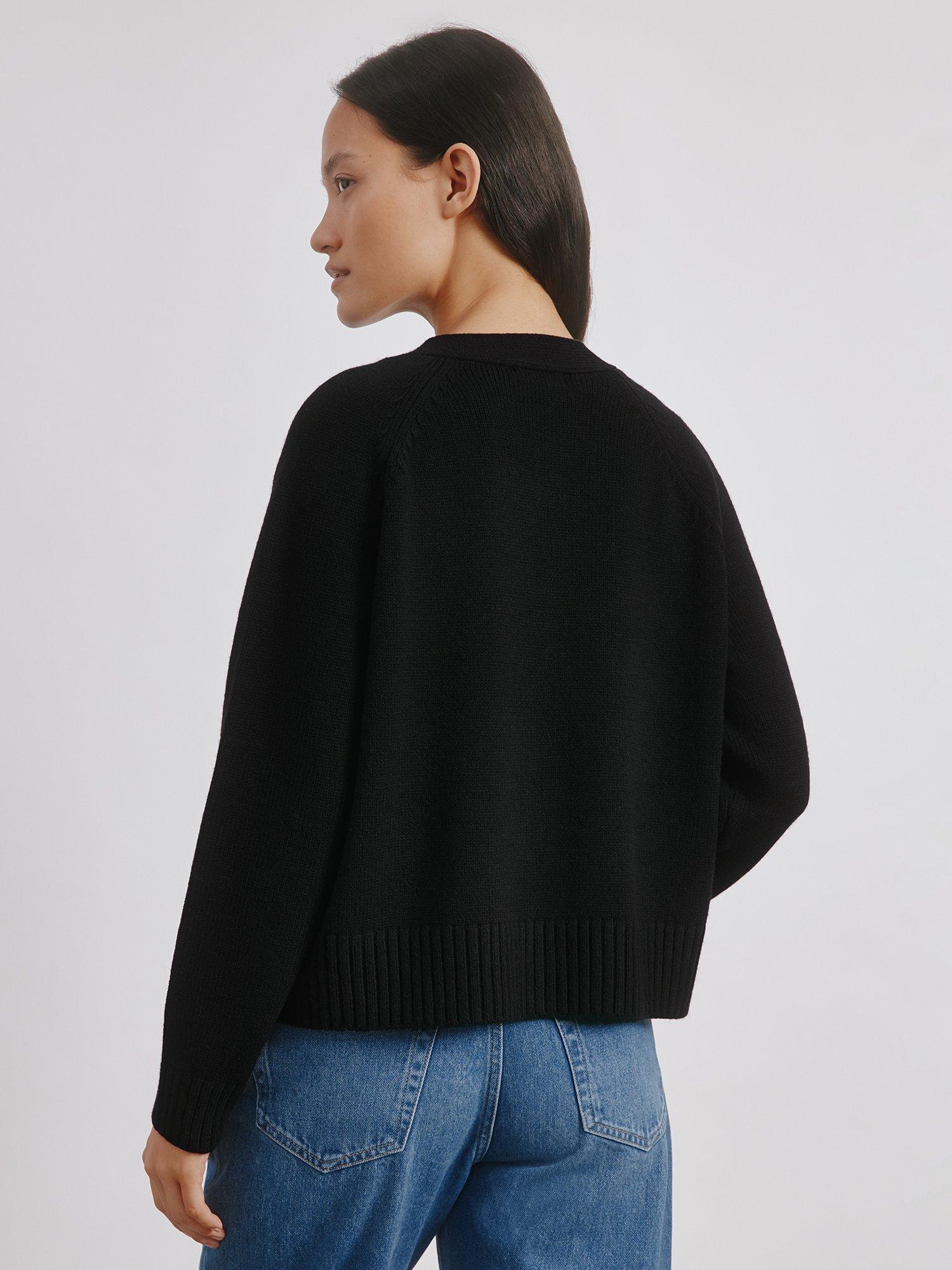 Product image 2 of 6, which shows Albaray Relaxed Fit V-Neck Cardigan, Black, 8