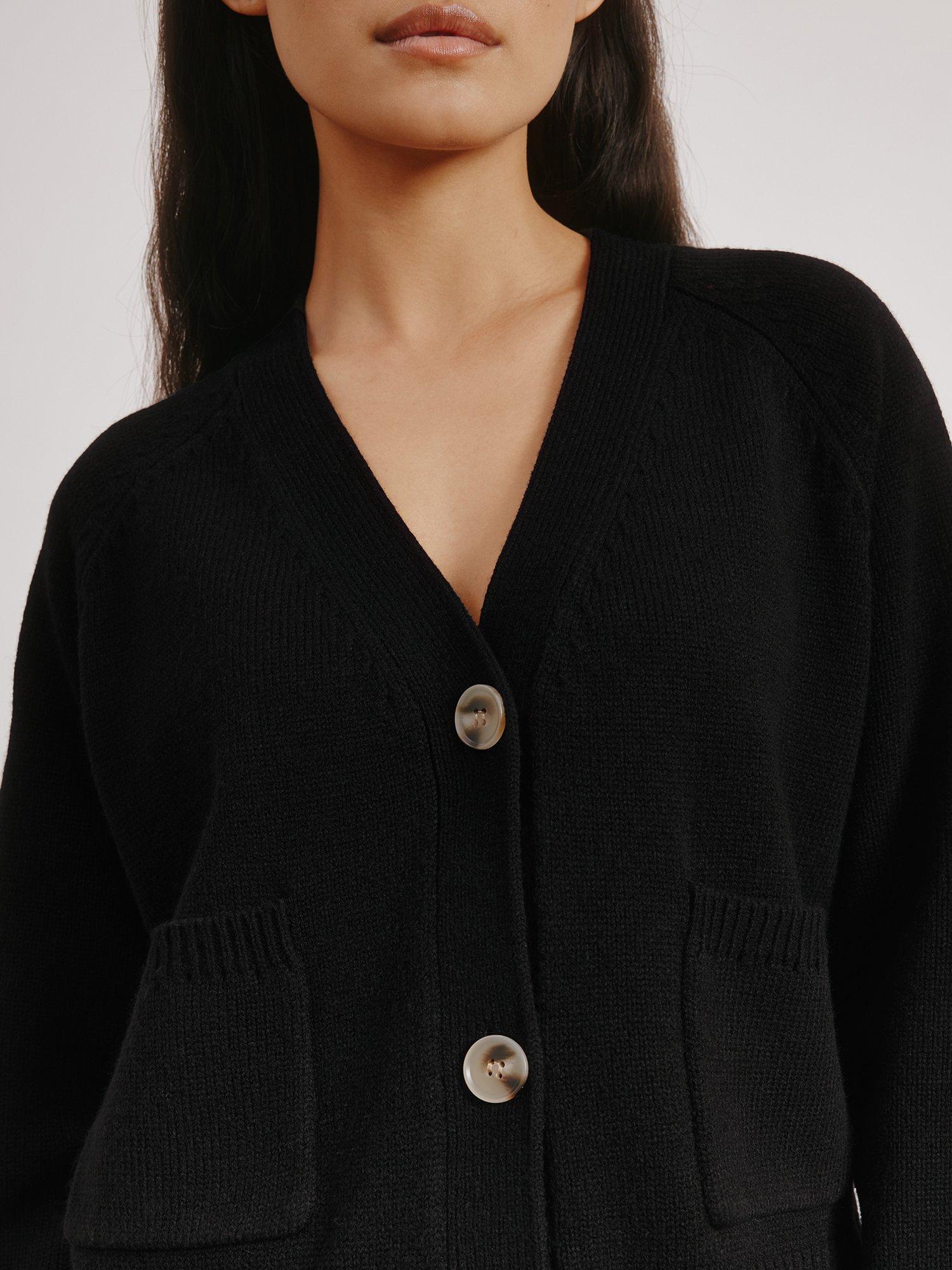Product image 3 of 6, which shows Albaray Relaxed Fit V-Neck Cardigan, Black, 8