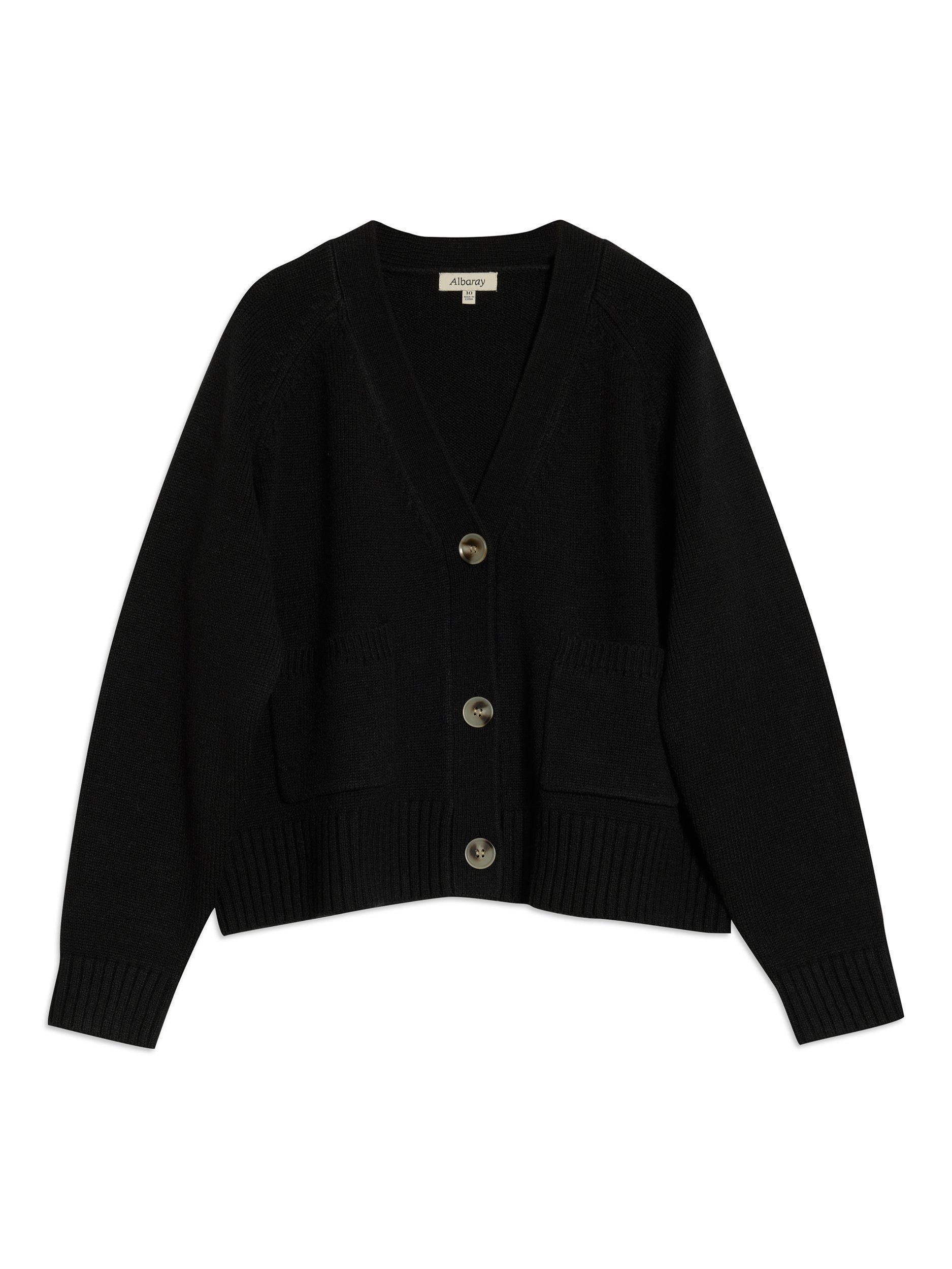 Product image 4 of 6, which shows Albaray Relaxed Fit V-Neck Cardigan, Black, 8