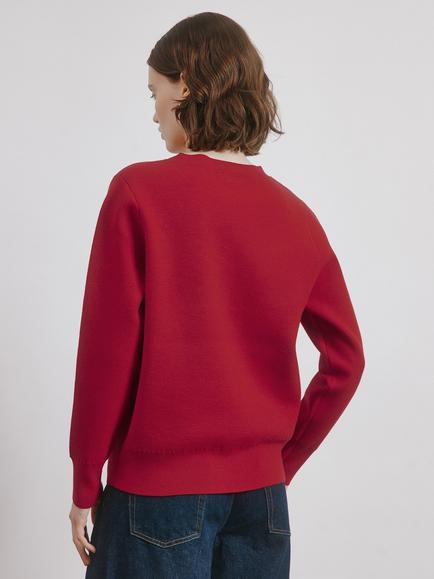 Albaray Crew Neck Knit Jumper, Red - view 2, Red